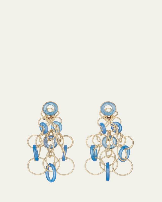 Hawaii Color 18K Yellow Gold Chalcedony Earrings, 5cm